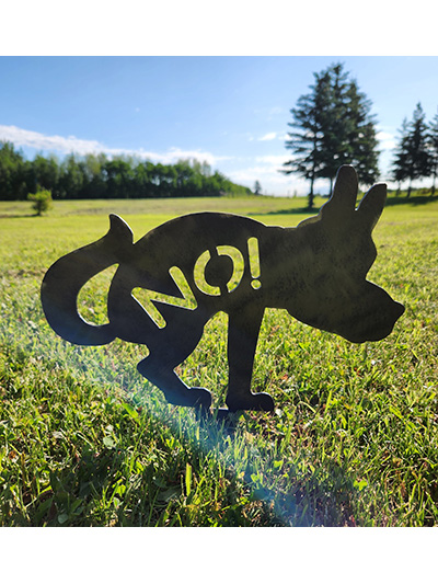 rustic metal dog sign decor, no pooping allowed sign